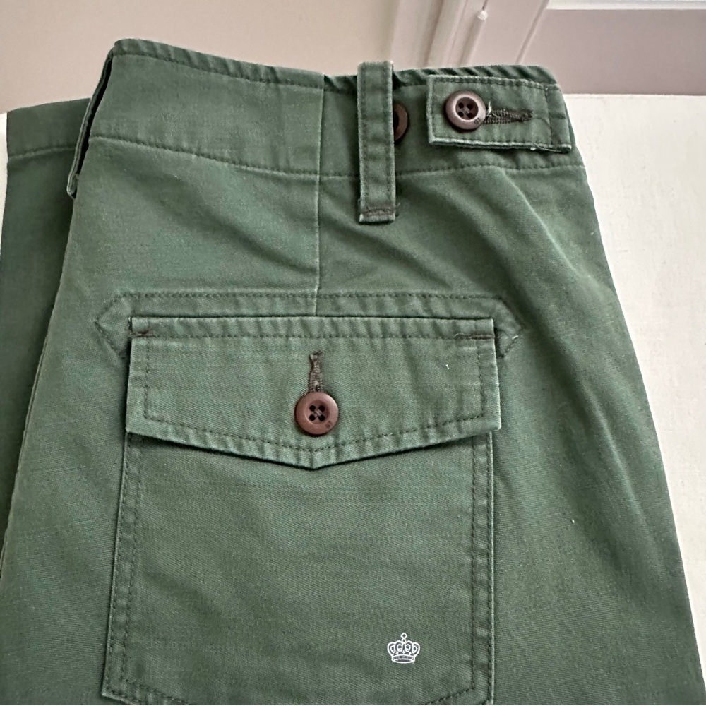 Green Cargo Pants with Button Details